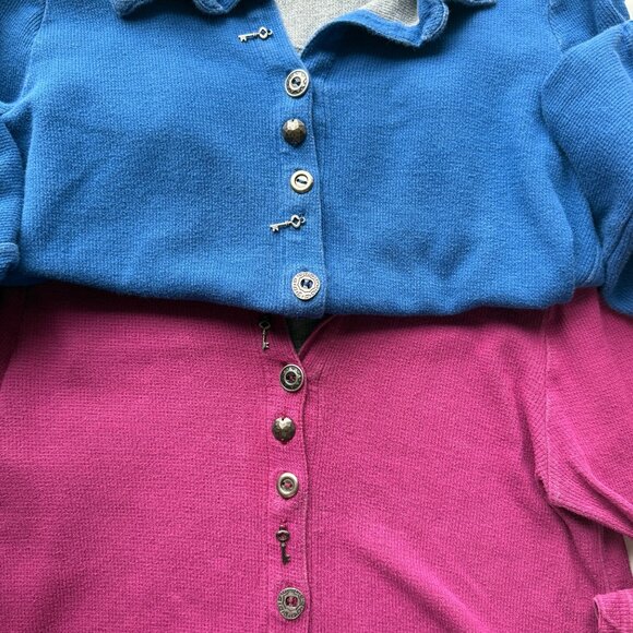 Soft Surroundings Womens XS Button-Up Waffle Knit Shirts Blue & Pink Cotton - Picture 5 of 9